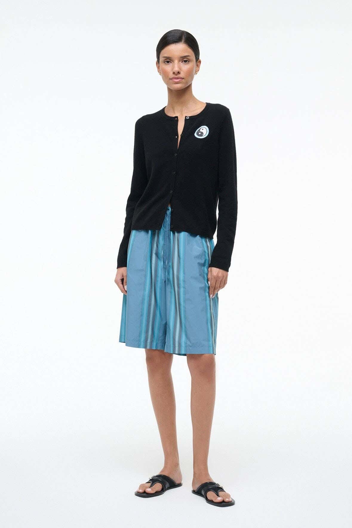 MIDNIGHT CASHMERE CARDIGAN | BLACK PATCHWORK